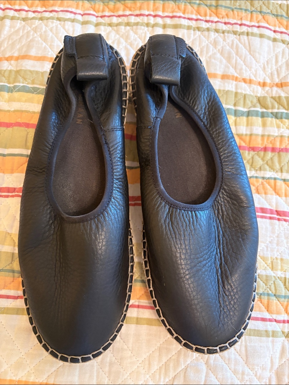 Cole Haan cloud feel Black Leather Espadrille ballerina Flats 8 - Picture 2 of 7